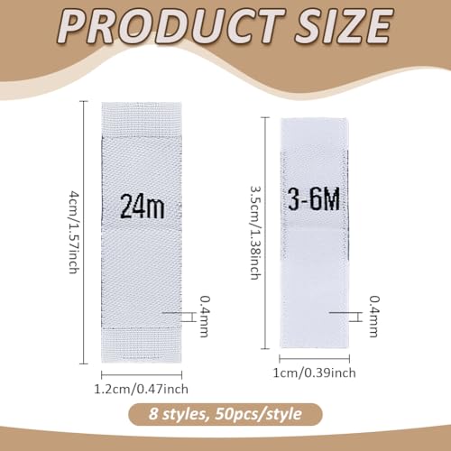 BENECREAT 400 étiquettes taille polyester blanc couture