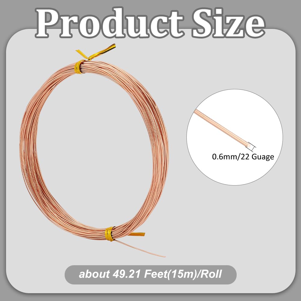 BENECREAT Fil Cuivre Nu Rond 0,6 mm 15 m Bijoux