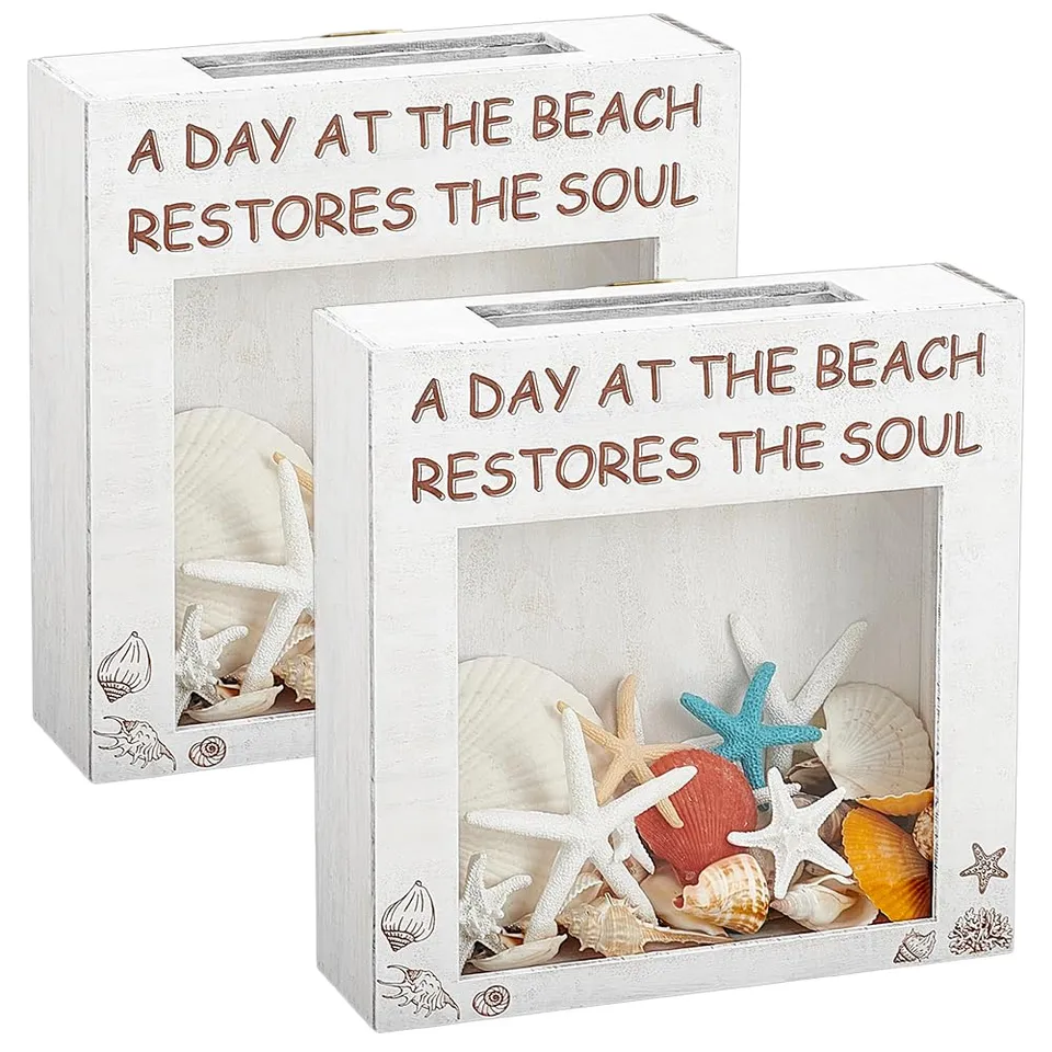 BENECREAT boîte souvenir blanche vitrine acrylique 2 pcs