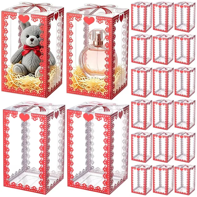 BENECREAT Boîte cadeau plastique rouge 7x7x12cm lot de 30