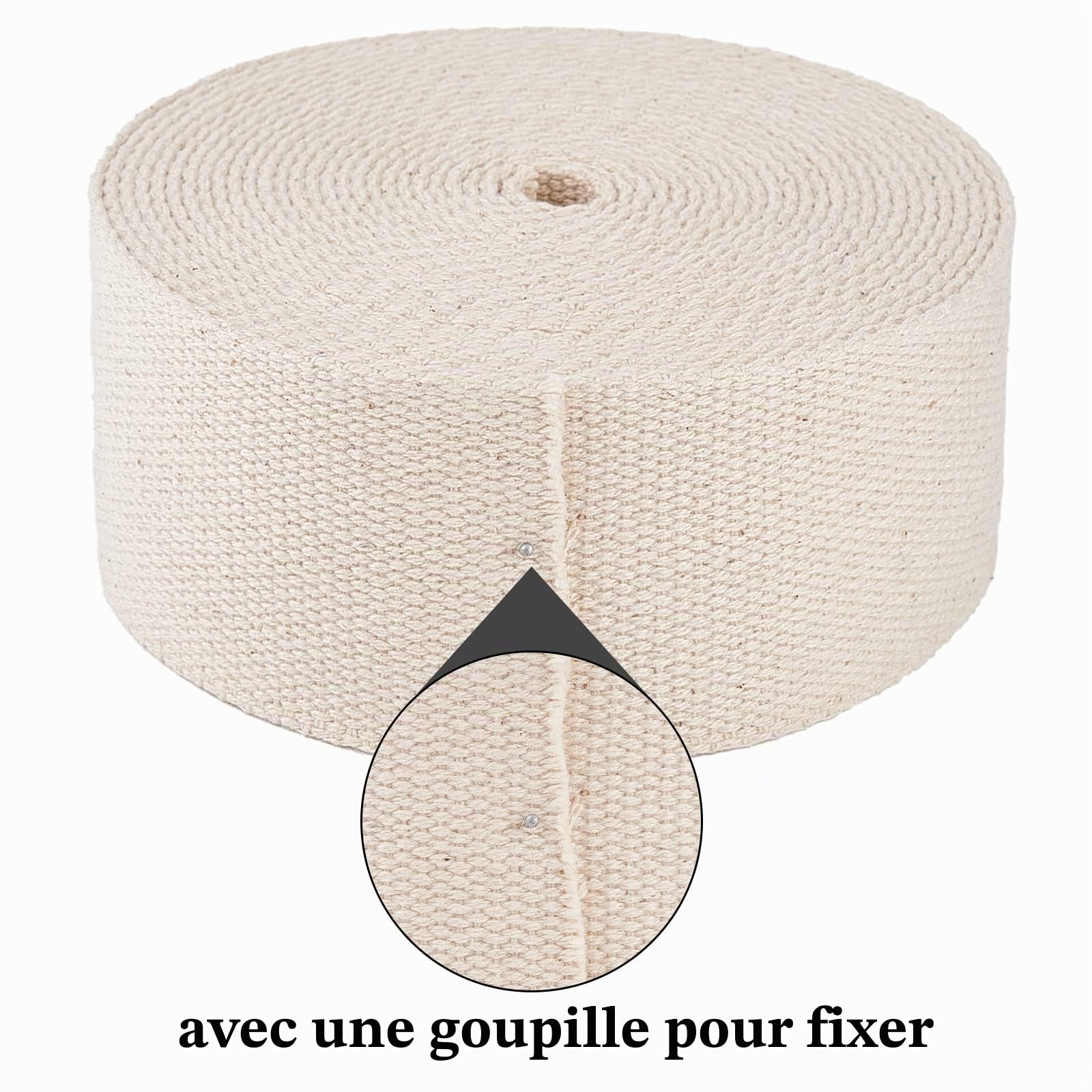 BENECREAT Ruban Sergé Sangle Coton Beige 5m x 50mm