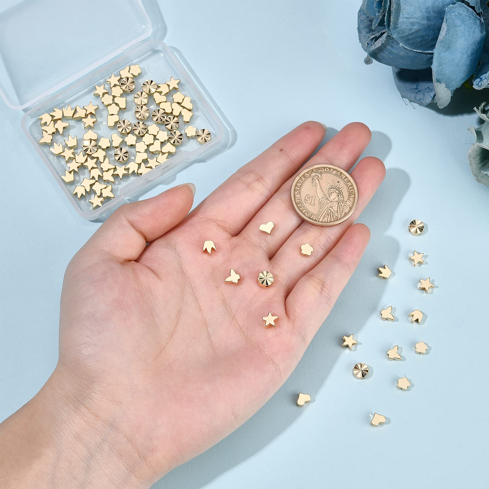 BENECREAT perles intercalaires dorées 90 pcs 6 styles