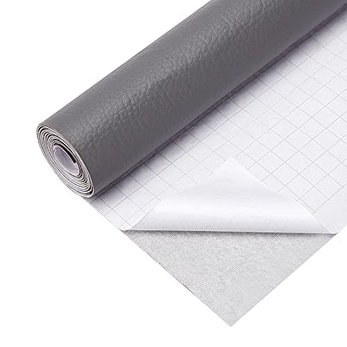 BENECREAT Patch Cuir Synthétique Gris Litchi 120x40 cm