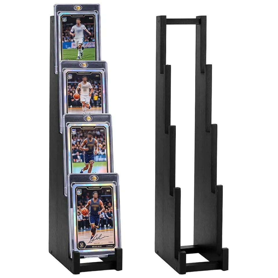 BENECREAT Support Cartes Bois Noir 4 Niveaux 2pcs 15x8x40cm