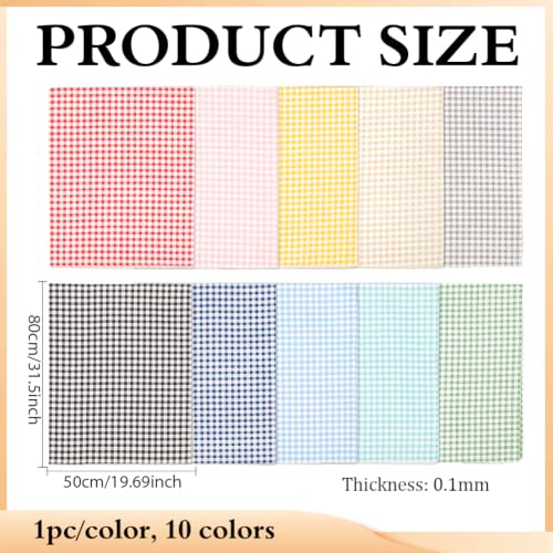 BENECREAT coupon tissu coton vichy tartan 80x50 cm lot de 10