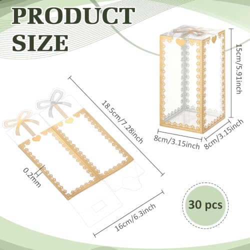 BENECREAT boîte cadeau transparente doré 30 pcs 80x80mm