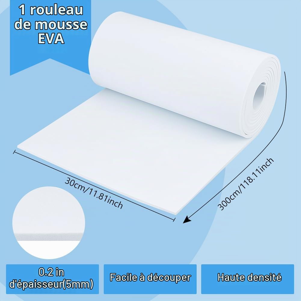BENECREAT mousse EVA blanche 3m x 30cm 5mm cosplay