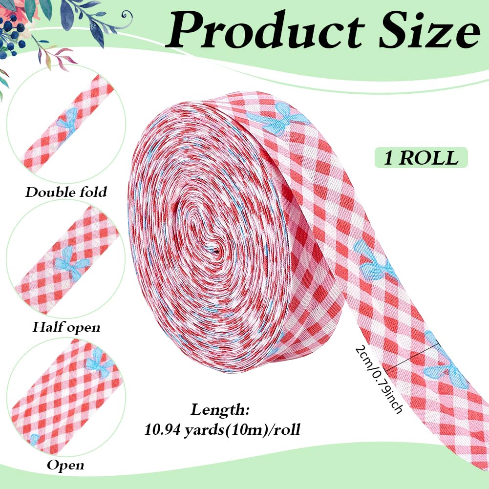 BENECREAT ruban de biais rayures corail clair 10 m 20 mm coton