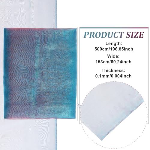 BENECREAT Tissu Organza Bicolore Bleu Acier 5m Tulle Irisé