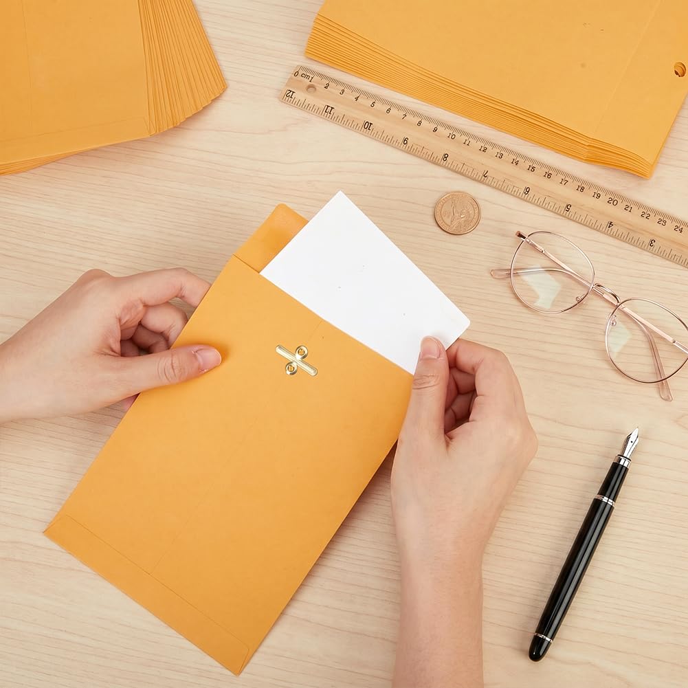 BENECREAT 200 enveloppes kraft fermoir 180x130mm orange