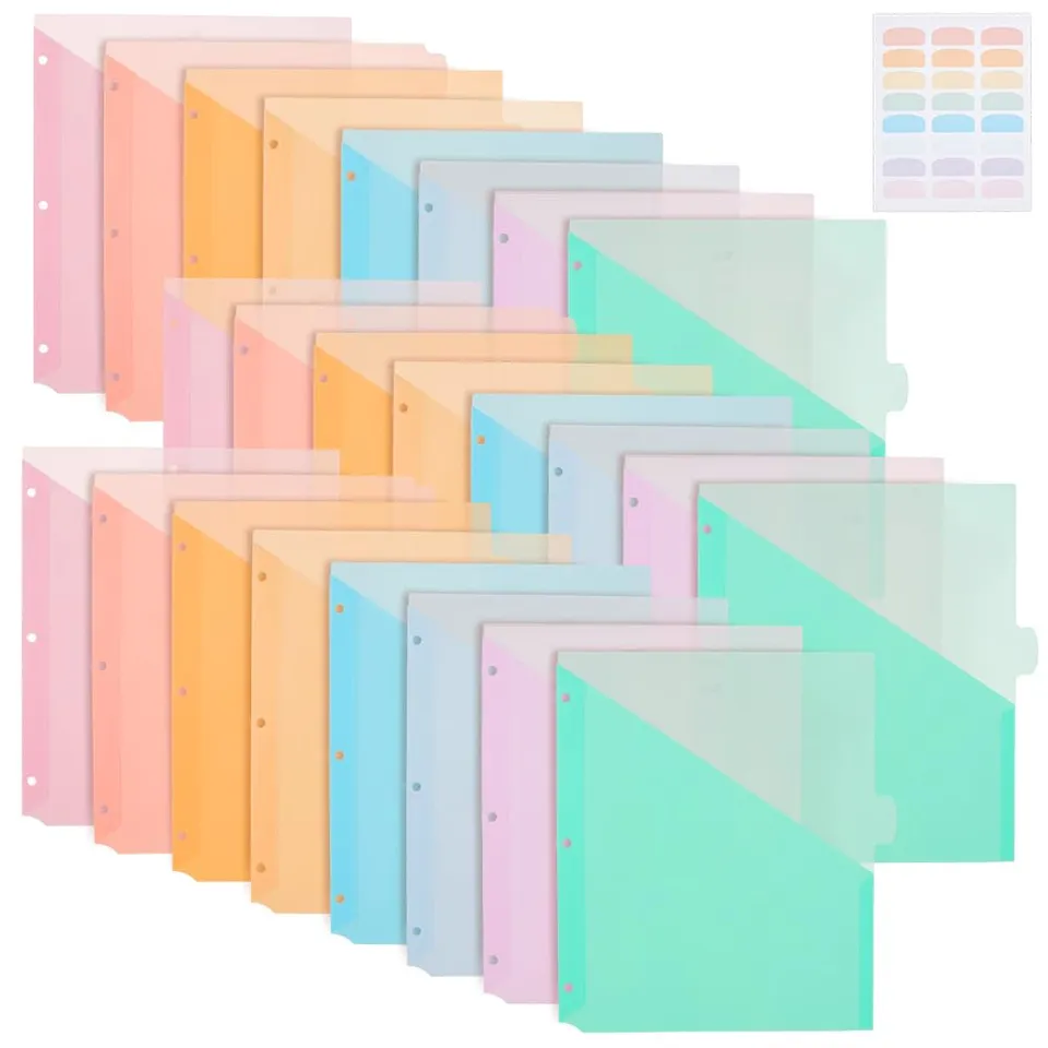 BENECREAT Pochette Plastique 3 Anneaux Lot 24 Couleurs