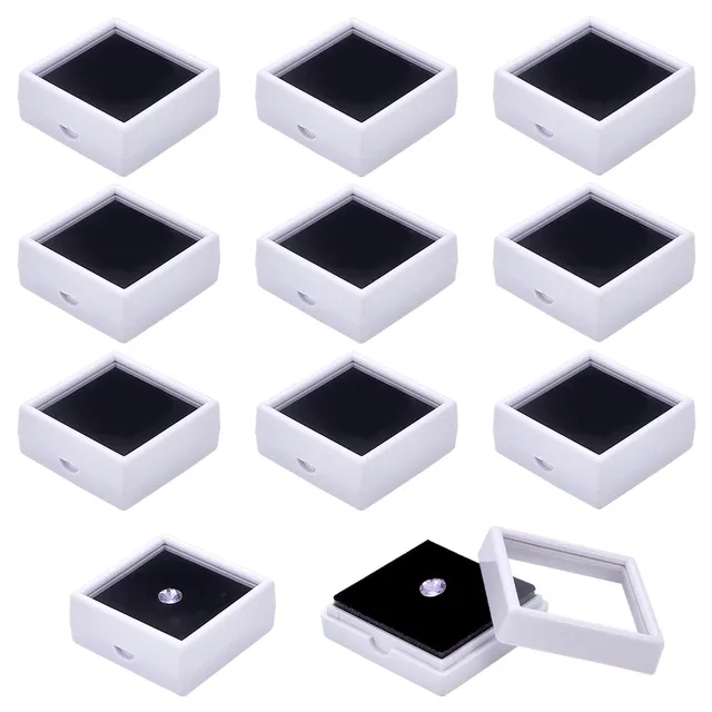 BENECREAT Boîte Présentation Pierres 12 pcs boîte bijoux verre blanc