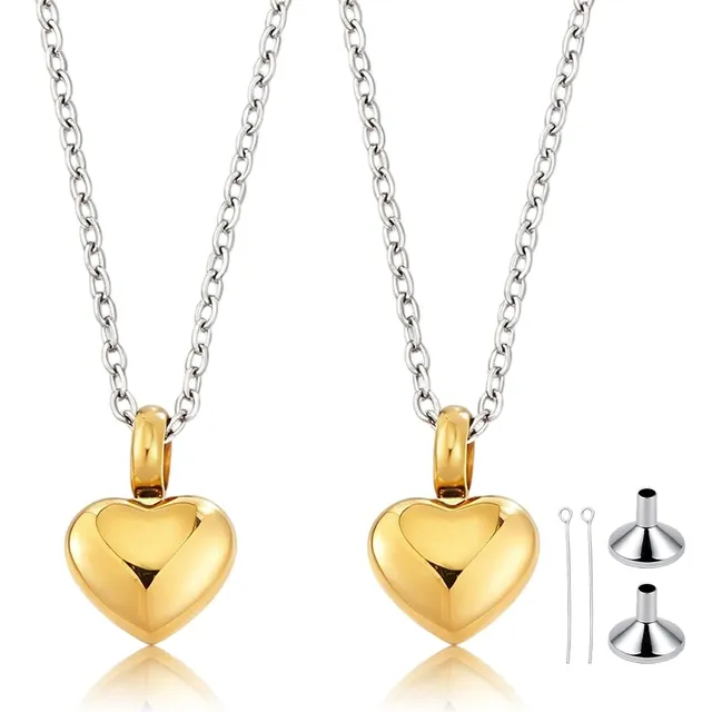 BENECREAT Pendentif Cœur Doré Médaillon Acier Lot de 2