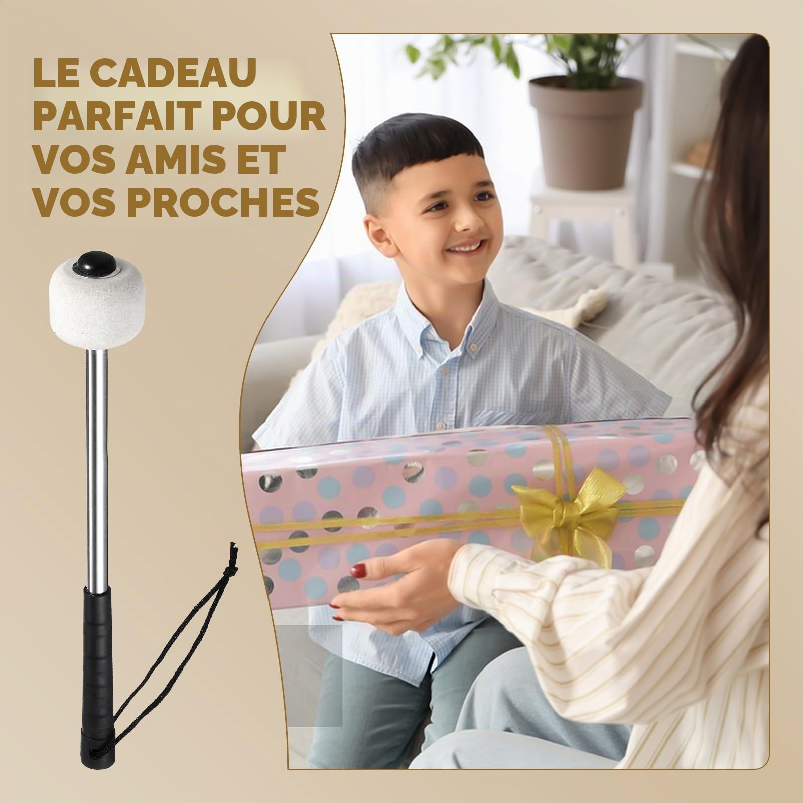 ROSENICE maillet grosse caisse feutre inox 31 cm