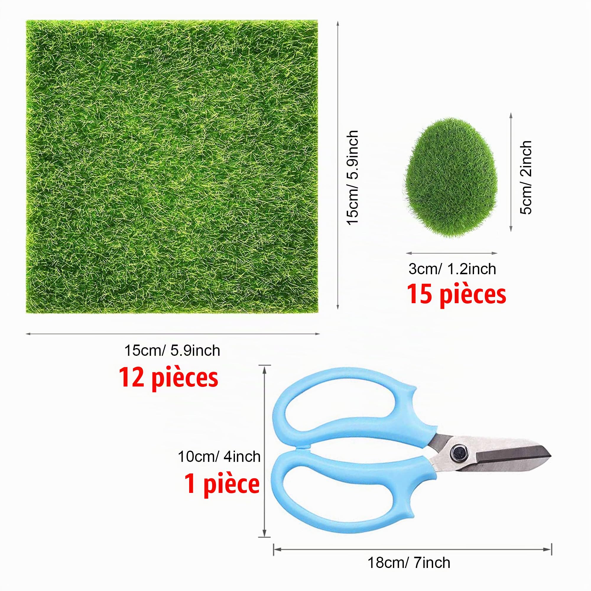 Cayway Tapis Gazon Artificiel 15cm 28 Pcs Mousse Ciseaux