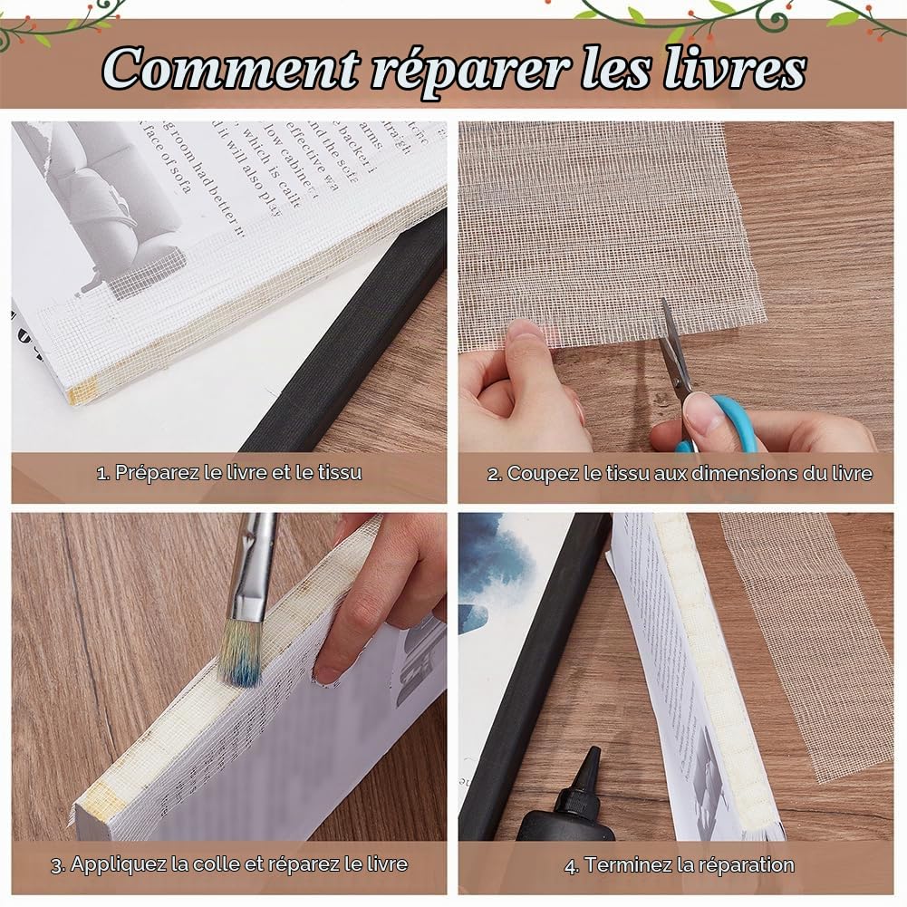 BENECREAT Toile gaze coton reliure livre 115x100cm 3 feuilles