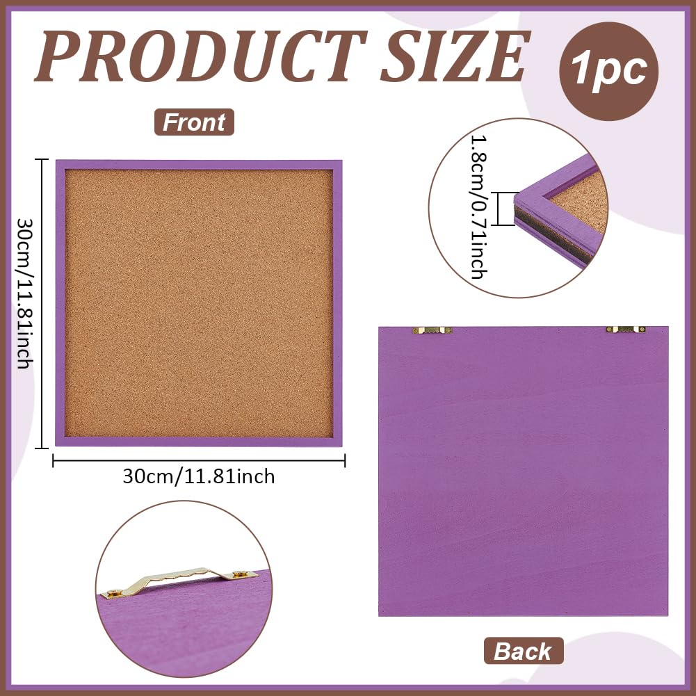 BENECREAT tableau liège carré violet 30x30cm cadre bois