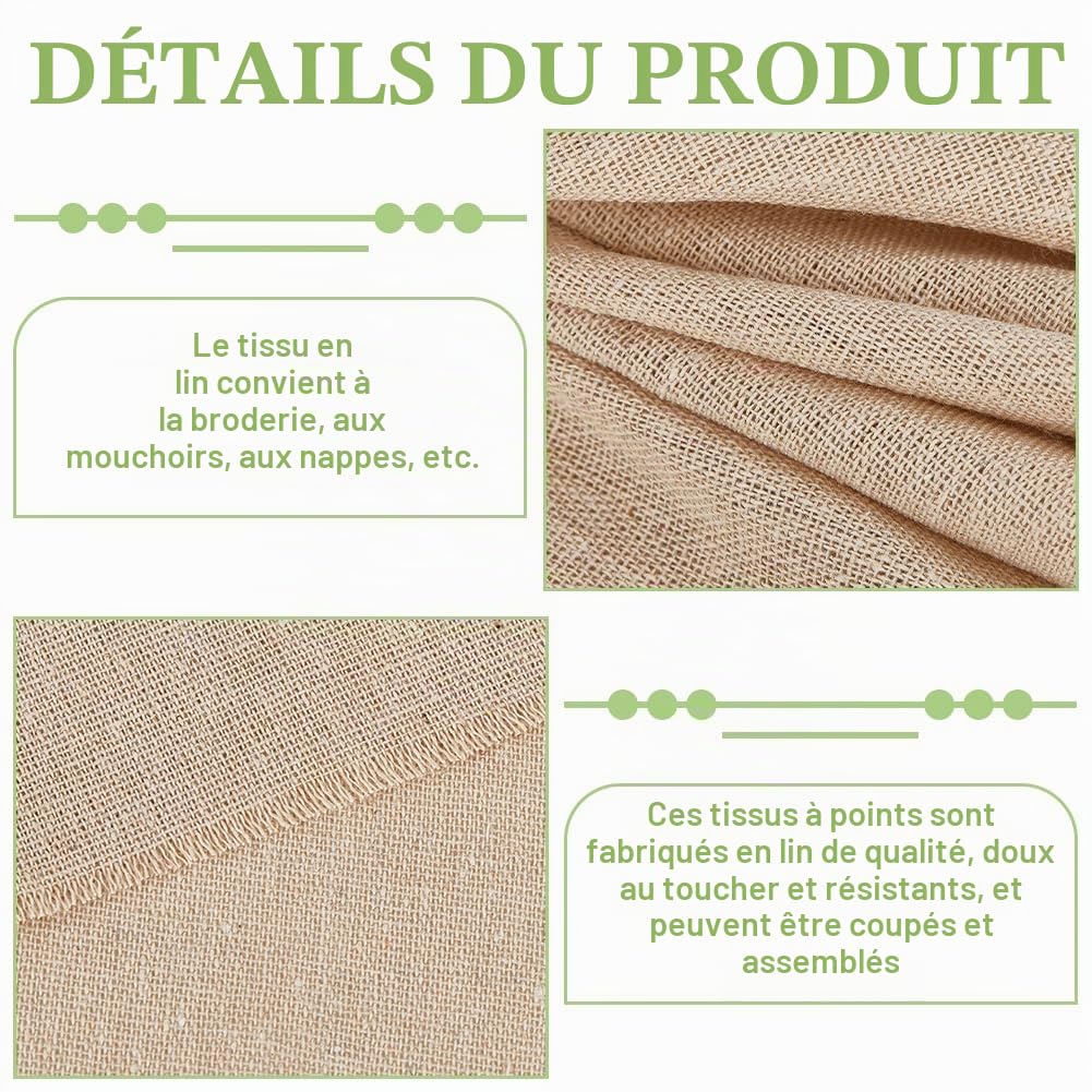 BENECREAT 20x 25x25 cm Tissu Lin Beige à Broder