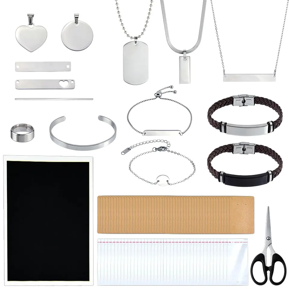 BENECREAT kit blanks gravure laser inox 115 pcs bijoux