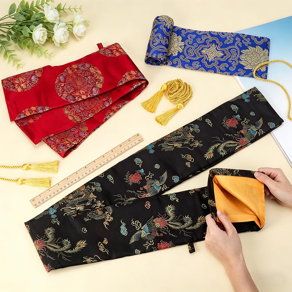 BENECREAT Etuis katana soie 132cm bleu noir rouge lot 3
