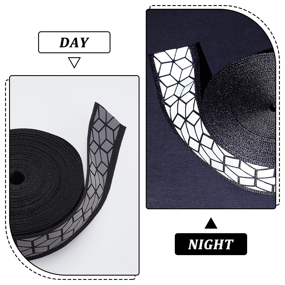 BENECREAT 10 m Ruban Réfléchissant Noir 26 mm à Coudre