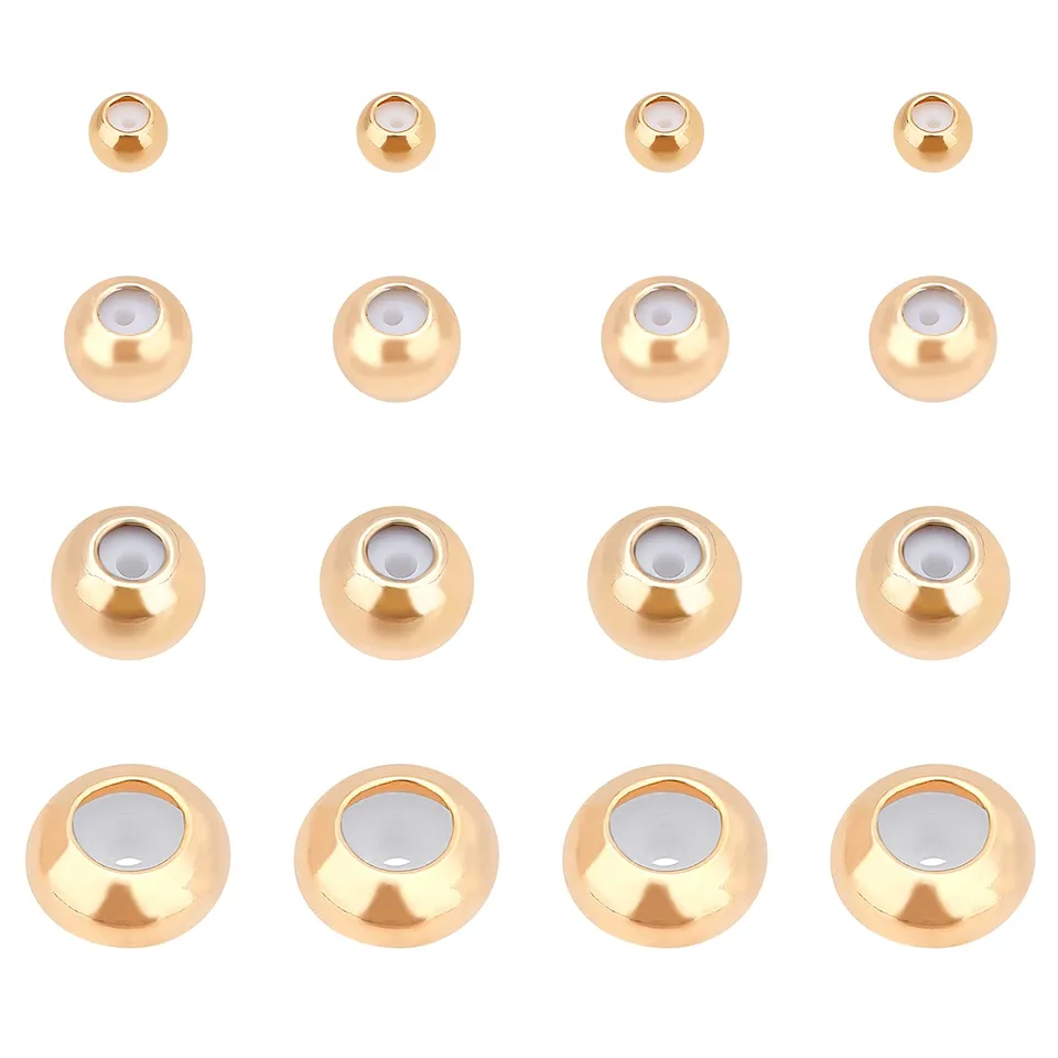 BENECREAT Perles stoppeur plaqué or 18K 40 pcs 4 tailles