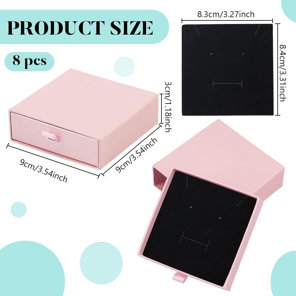 BENECREAT Boîte à bijoux carton rose 9x9x3cm lot de 8
