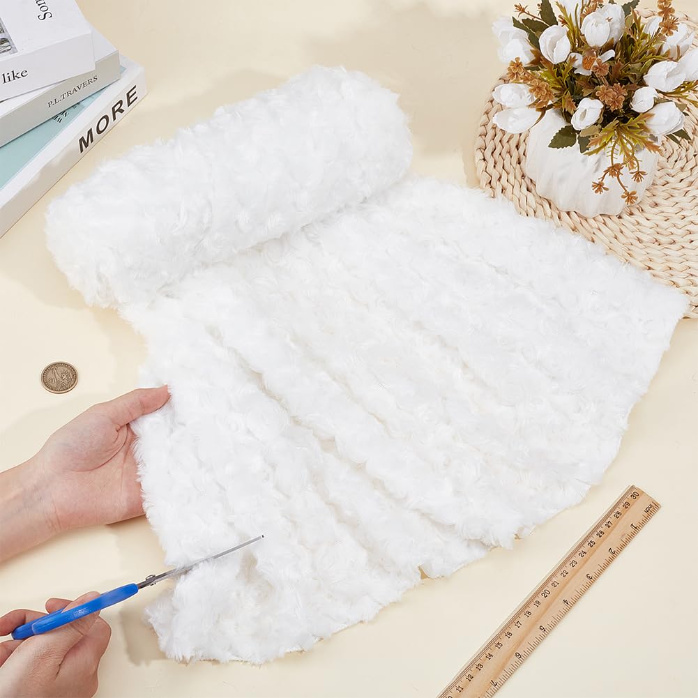 BENECREAT tissu fausse fourrure 150x100cm blanc doux 3mm