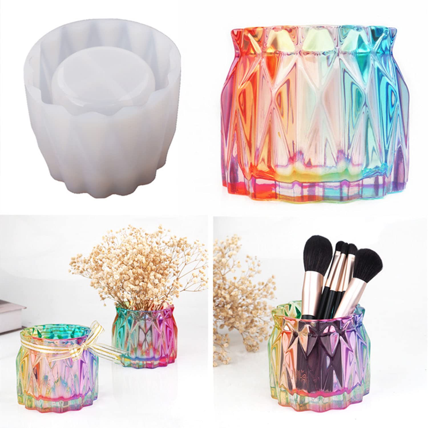 Cayway Moule Silicone Vase Diamant + 24 Paillettes