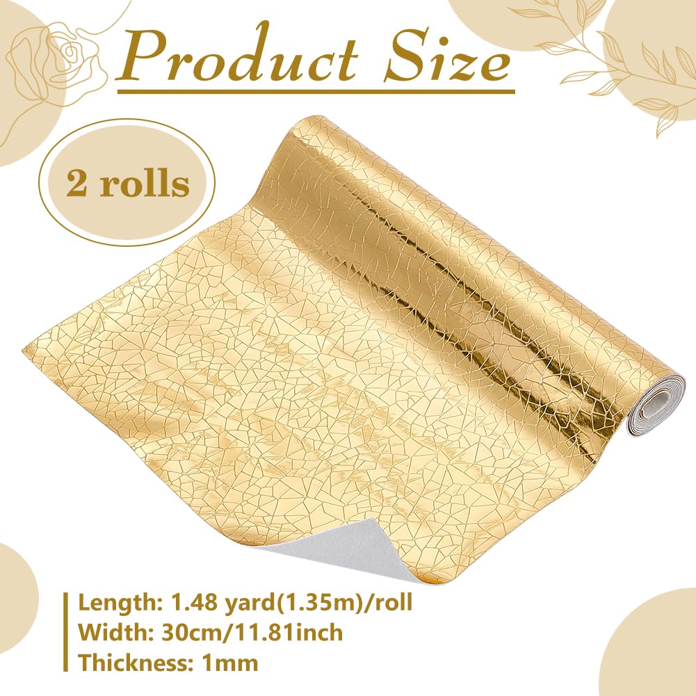 BENECREAT cuir PU effet cube or 2 rouleaux 135x30cm