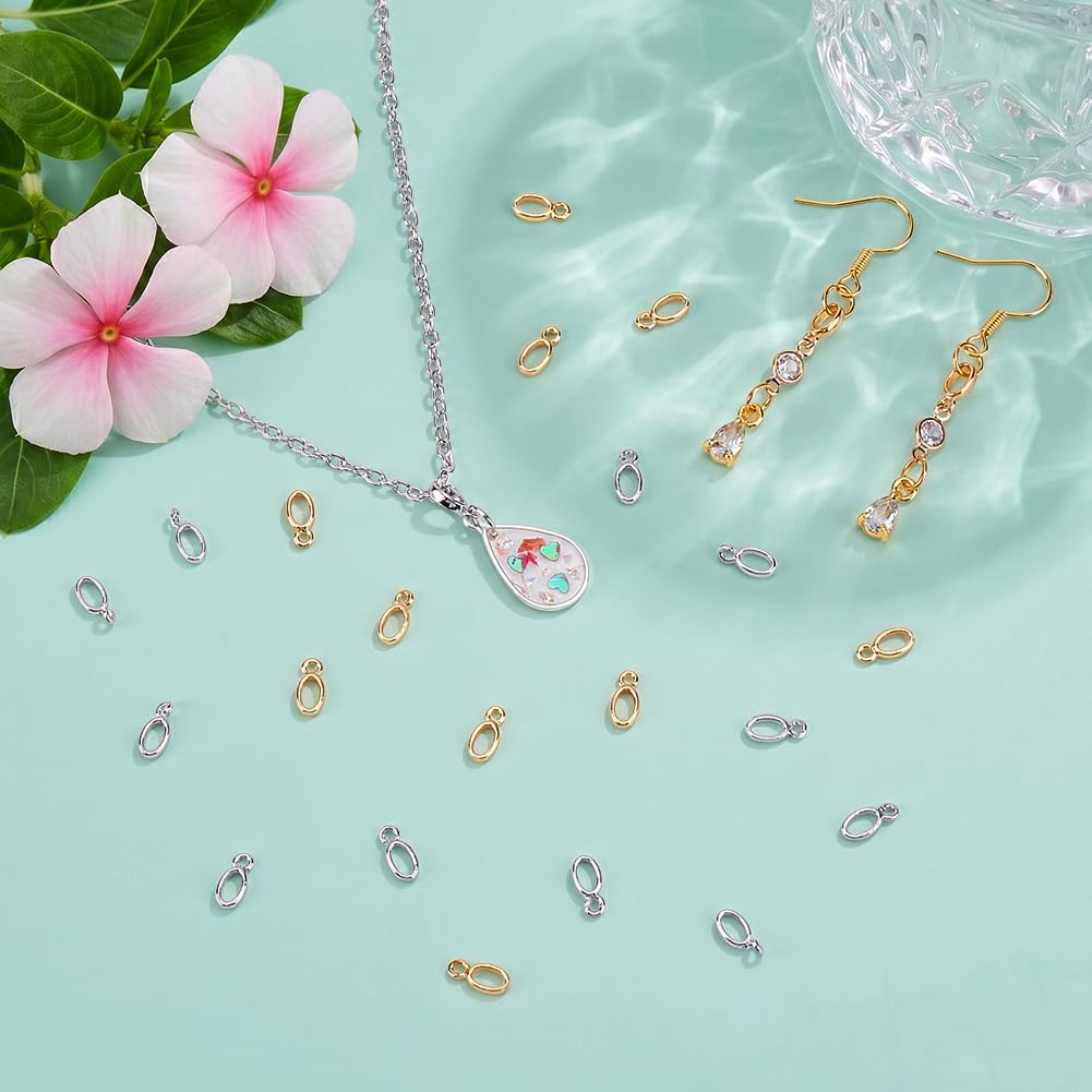 BENECREAT Attaches Pendentif Ovales Métal 2 Couleurs 24pcs