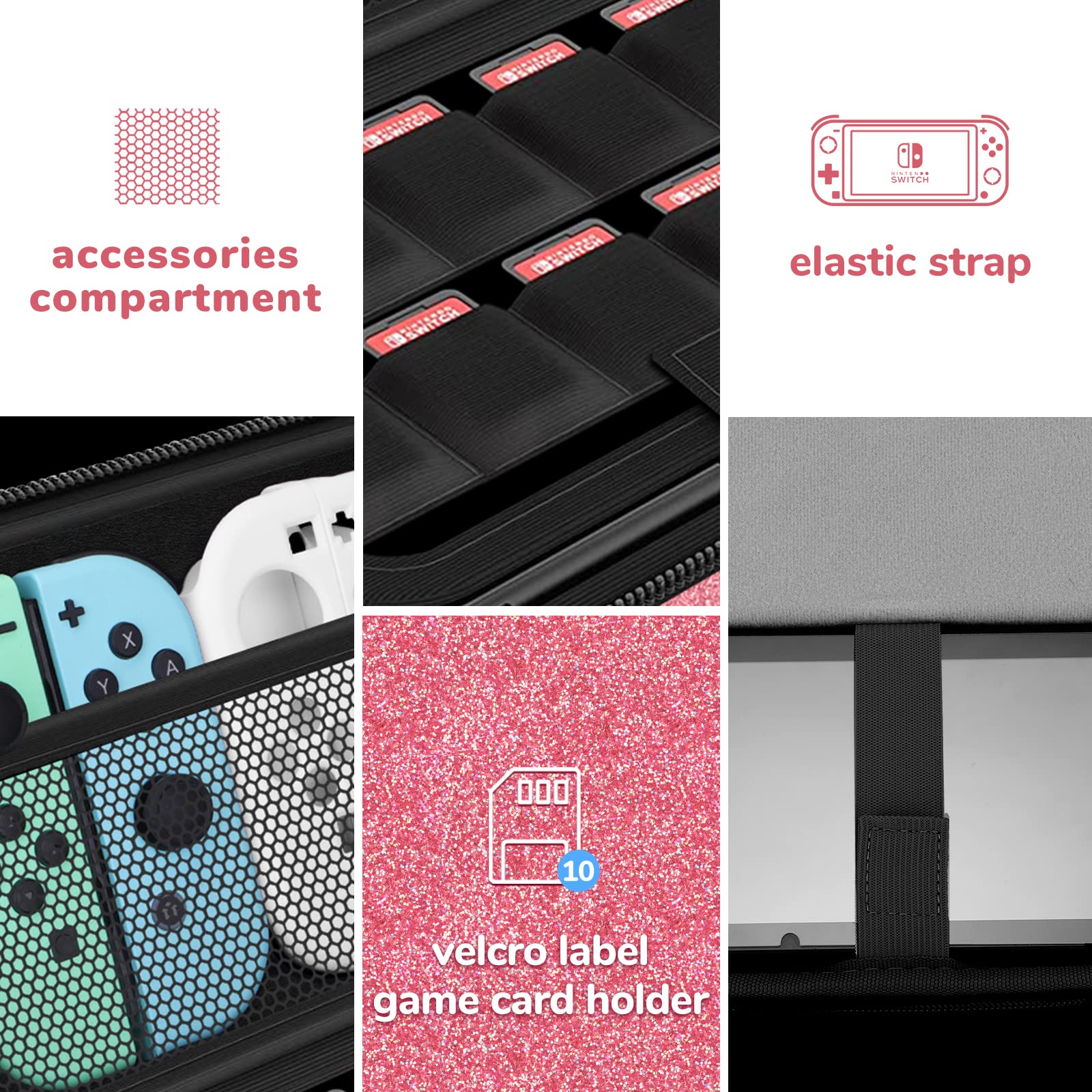 JYPS Paillettes Housse Switch / OLED Rose Rigide