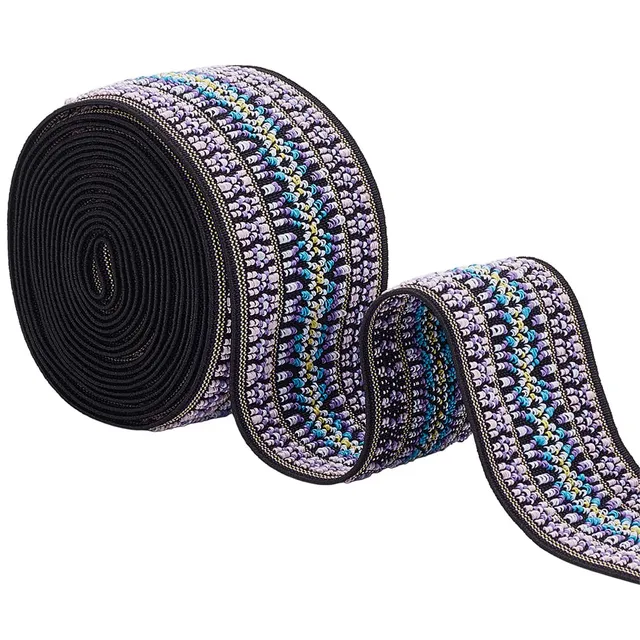 BENECREAT Bande Élastique Jacquard Noir 50mm 2,3m Tissé