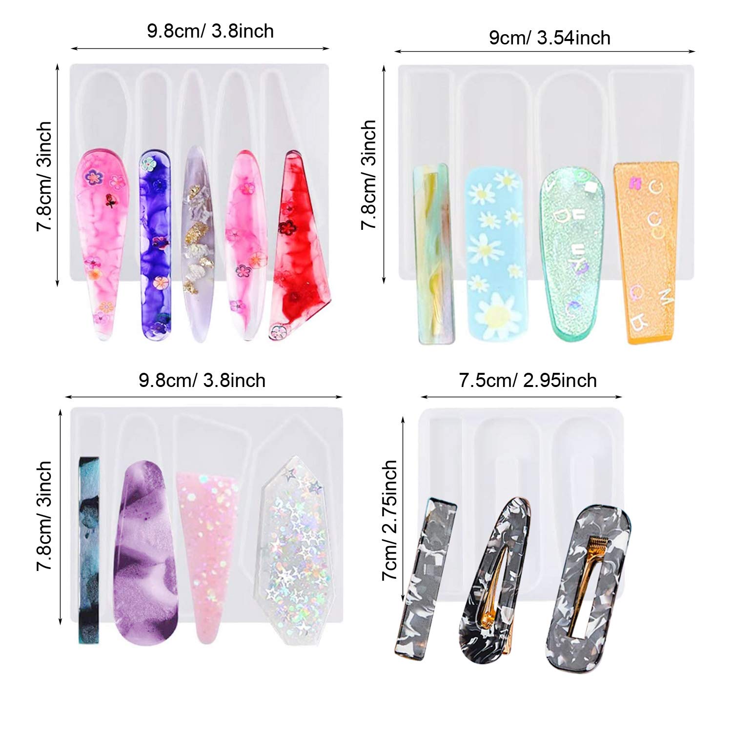 Cayway set 29 moules silicone barrettes cheveux résine