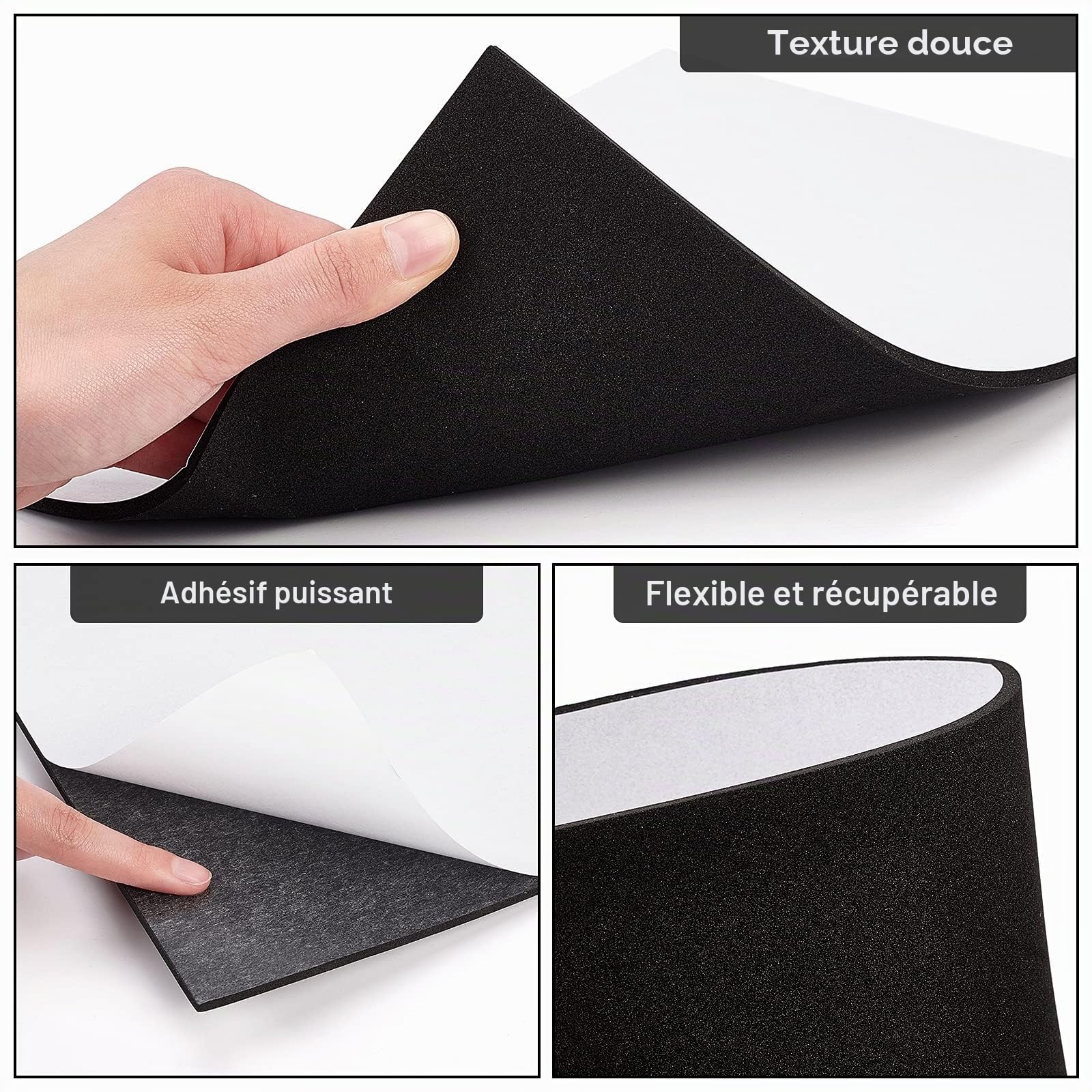 BENECREAT Feuilles Mousse EVA Noires Autocollantes 8pcs 4mm