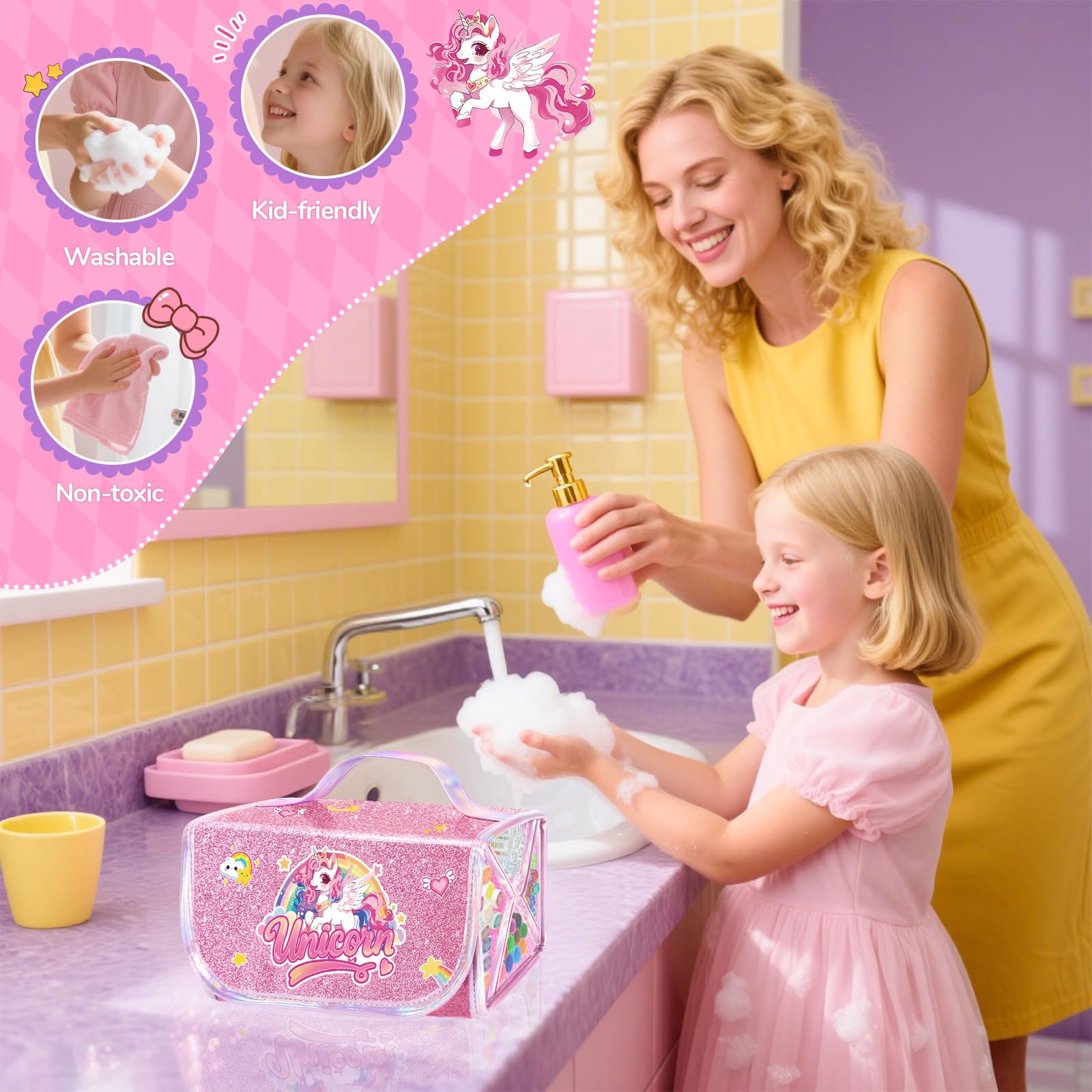 JYPS kit feutres licorne 70 pièces trousse paillettes