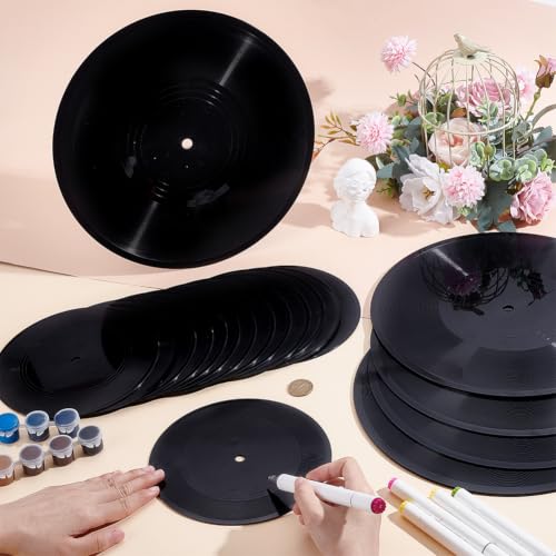 BENECREAT disques vinyles décoratifs 18 et 30 cm lot 20 noir