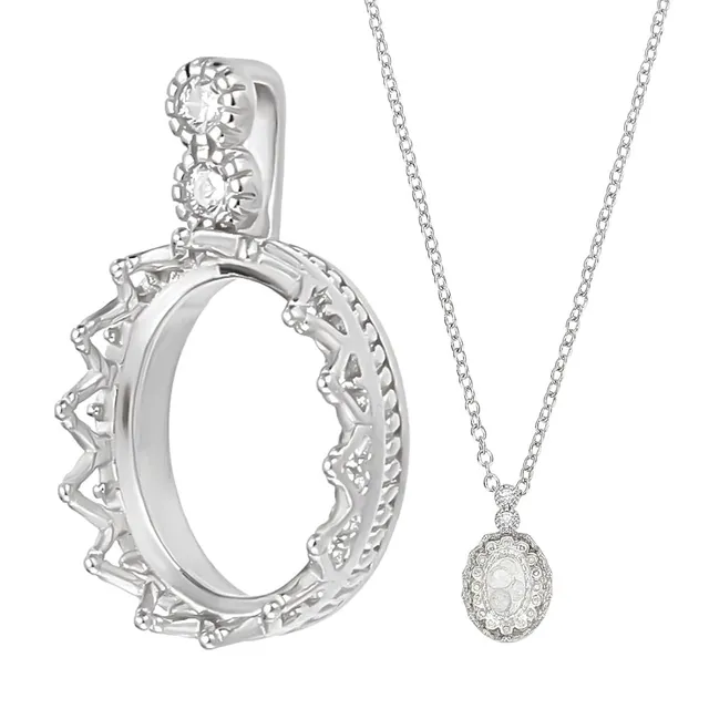 BENECREAT Pendentif Couronne Support Cabochon Ovale Argent 925