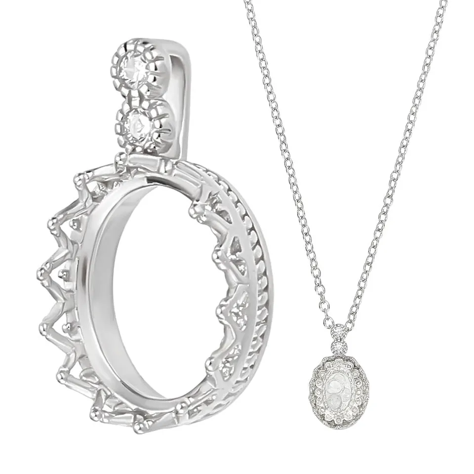 BENECREAT Pendentif Couronne Support Cabochon Ovale Argent 925