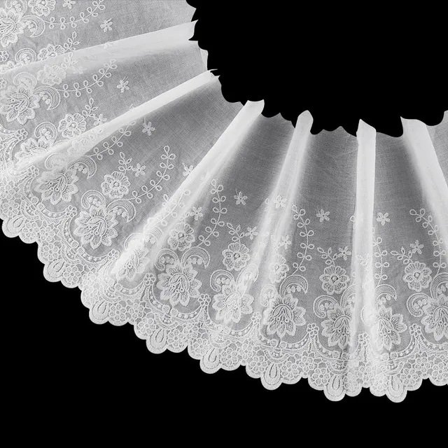 BENECREAT Ruban dentelle coton blanche 2,7m 220mm festonnée