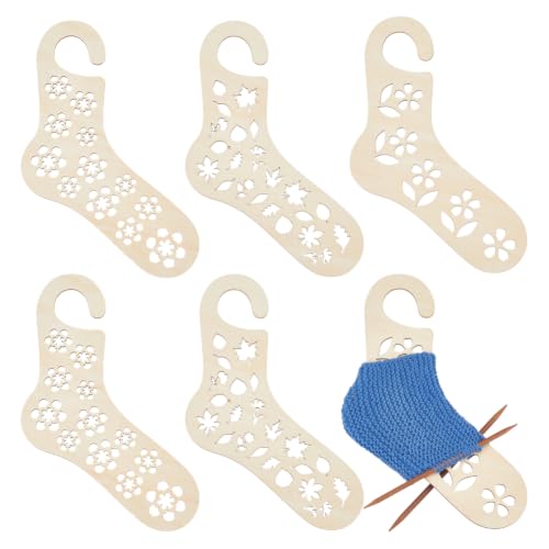 BENECREAT Bloqueurs Chaussettes Bois Plante 34cm Lot de 6