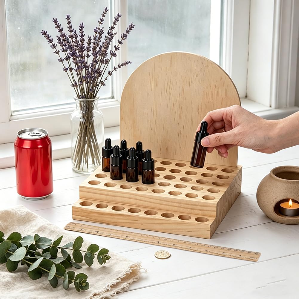 BENECREAT présentoir bois huiles essentielles 22mm 48 flacons