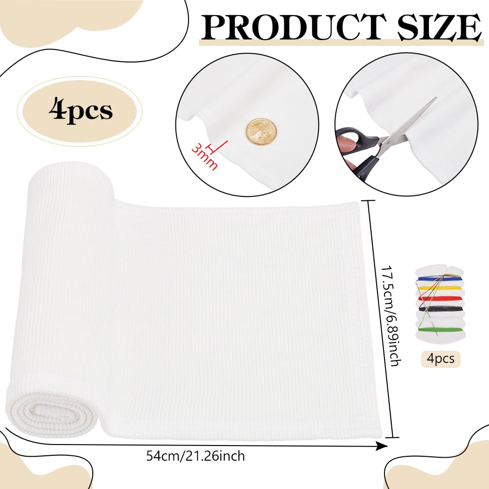 BENECREAT Bandeau Col Côtelé Blanc 540x175mm x4 Polyester