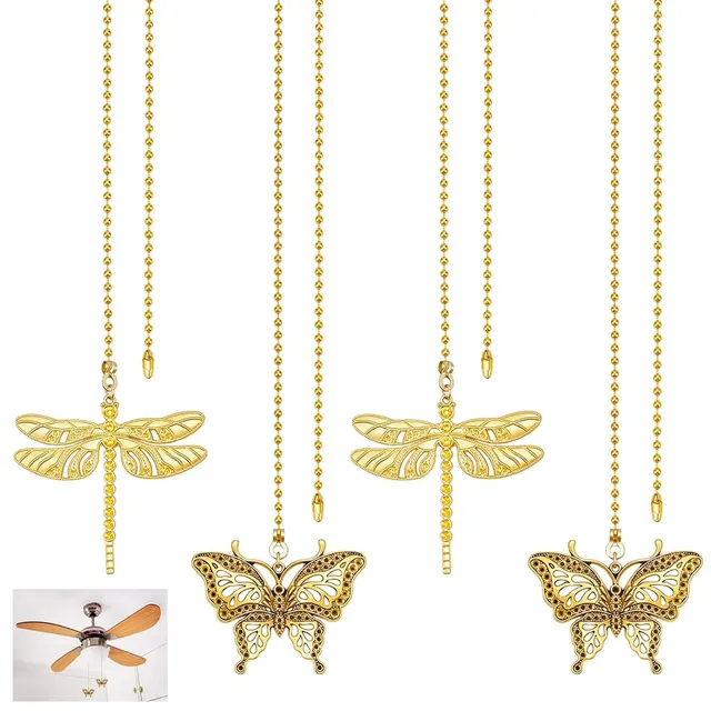 BENECREAT Chaînes Tirage Papillon Libellule Doré x4 ventilateur