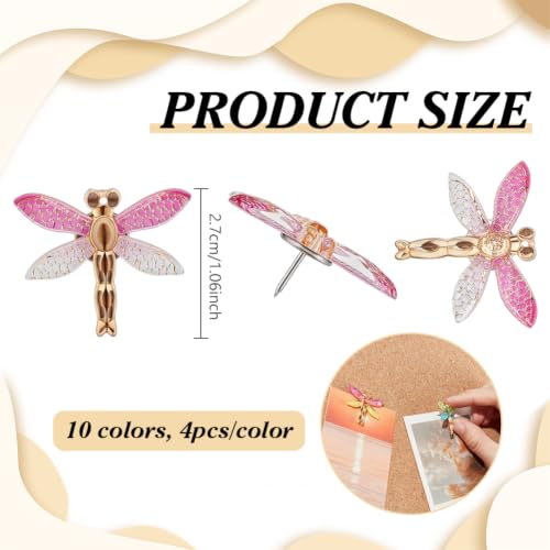 BENECREAT punaises libellule résine 27mm x40 couleurs