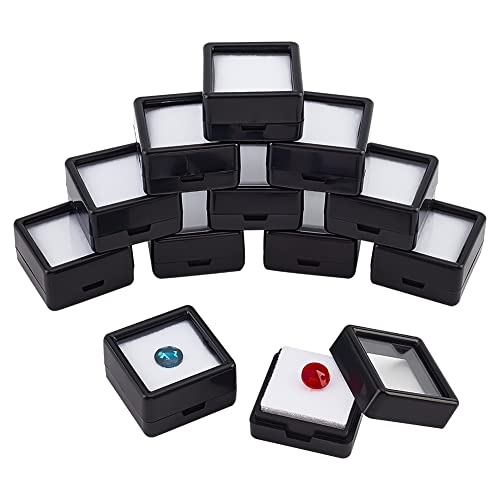 BENECREAT 12 boîtes bijoux noires 3 cm transparent
