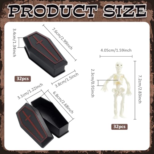 BENECREAT mini squelette cercueil noir 32 sets