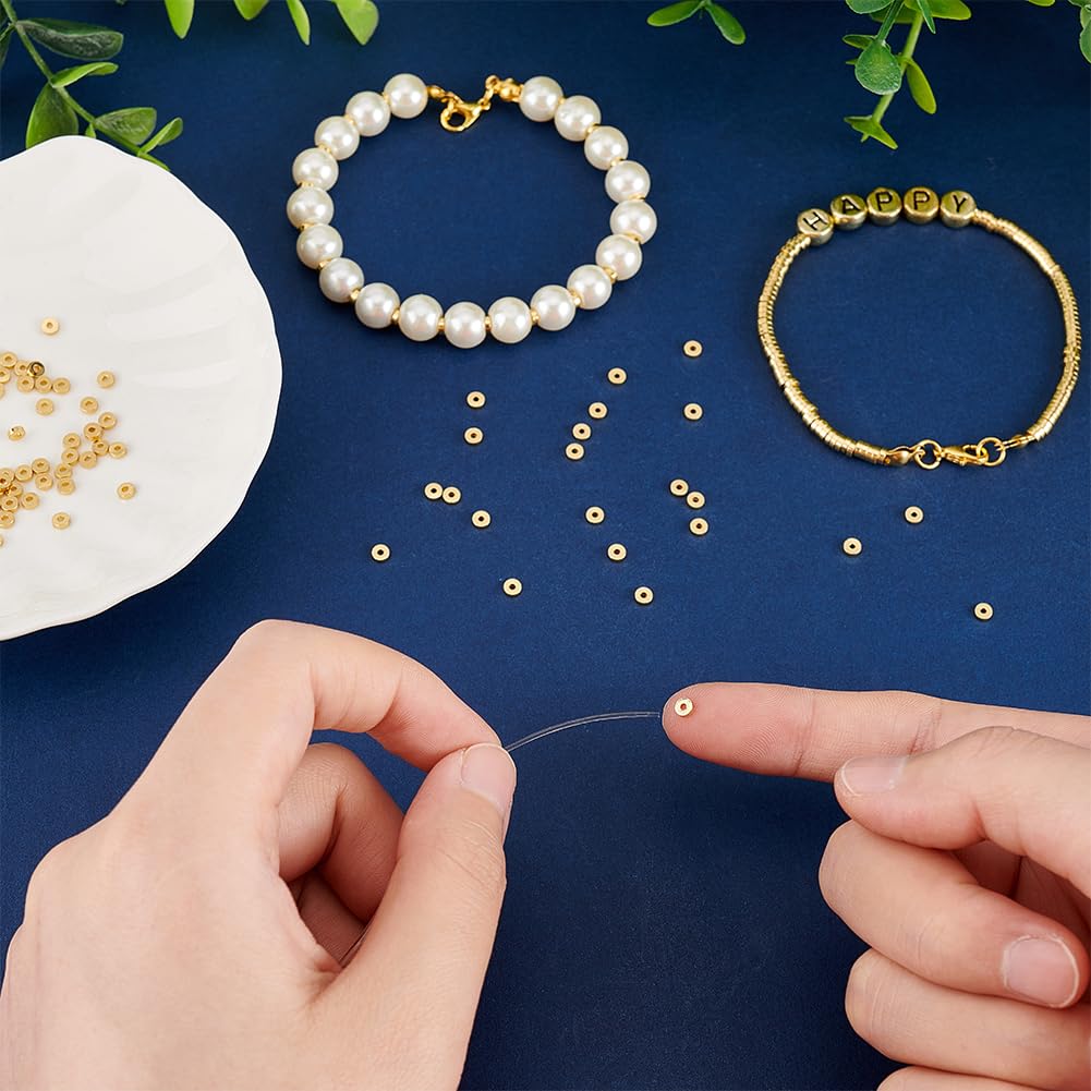 BENECREAT Perles Rondes Laiton Plaqué Or 18K 3 mm 200 Pcs