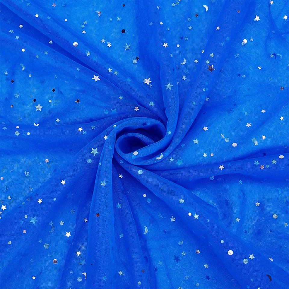 BENECREAT Étoile Lune tulle pailleté bleu marine 9,1m