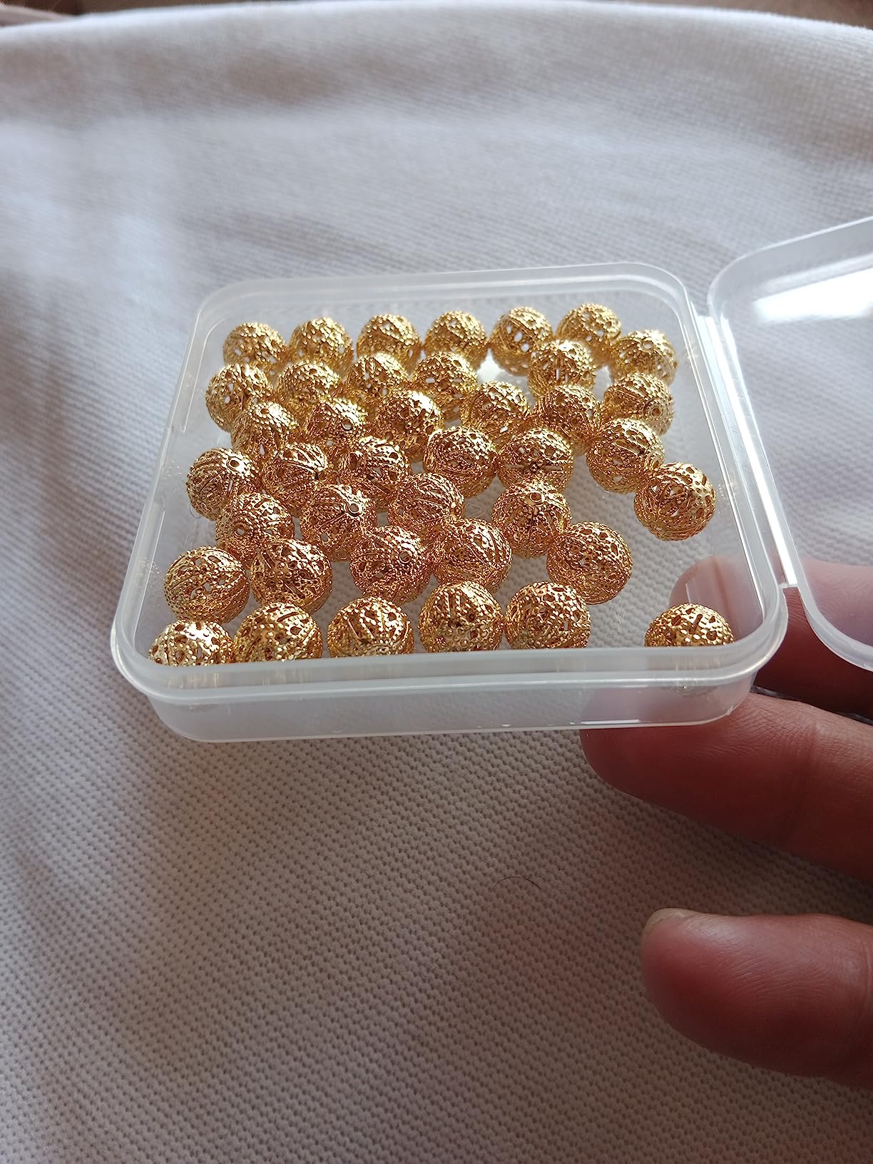 BENECREAT Perles filigrane plaqué or 10mm x40